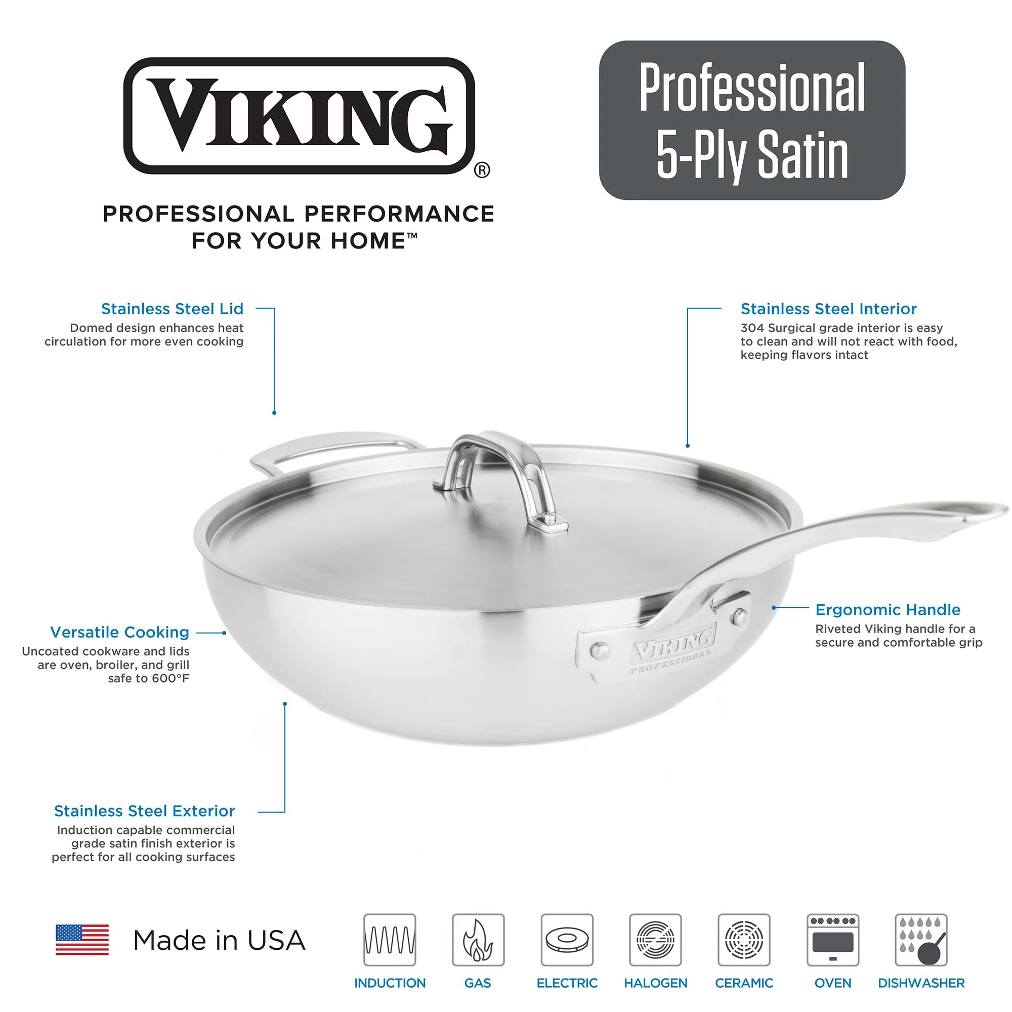 Amazon | Viking プロフェッショナル5層ステンレススチールシェフパン